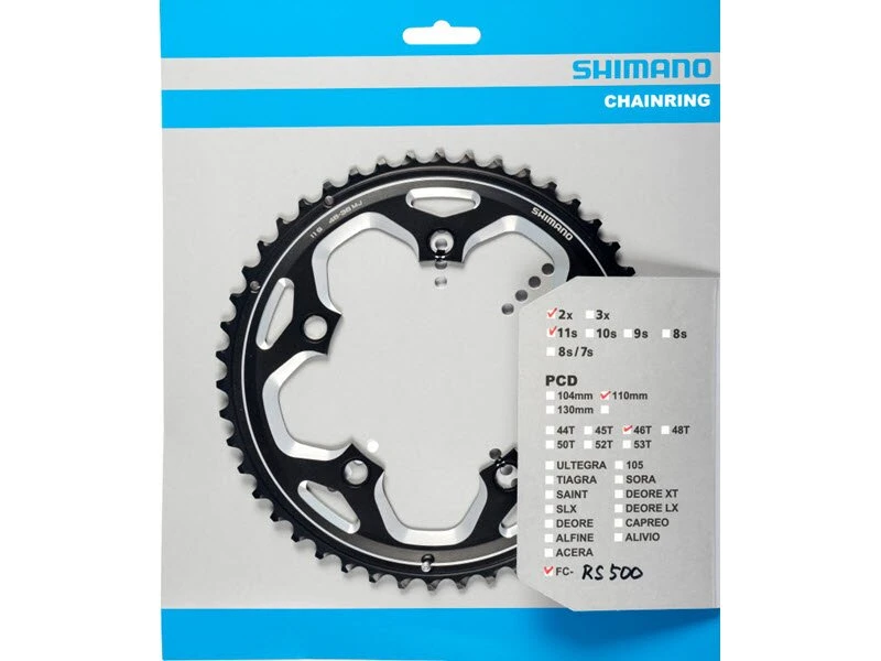 Shimano Kettenblätter FC-RS500 11-fach Silber Od. Schwarz 1 Shimano Kettenblätter FC-RS500 11-fach Silber Od. Schwarz